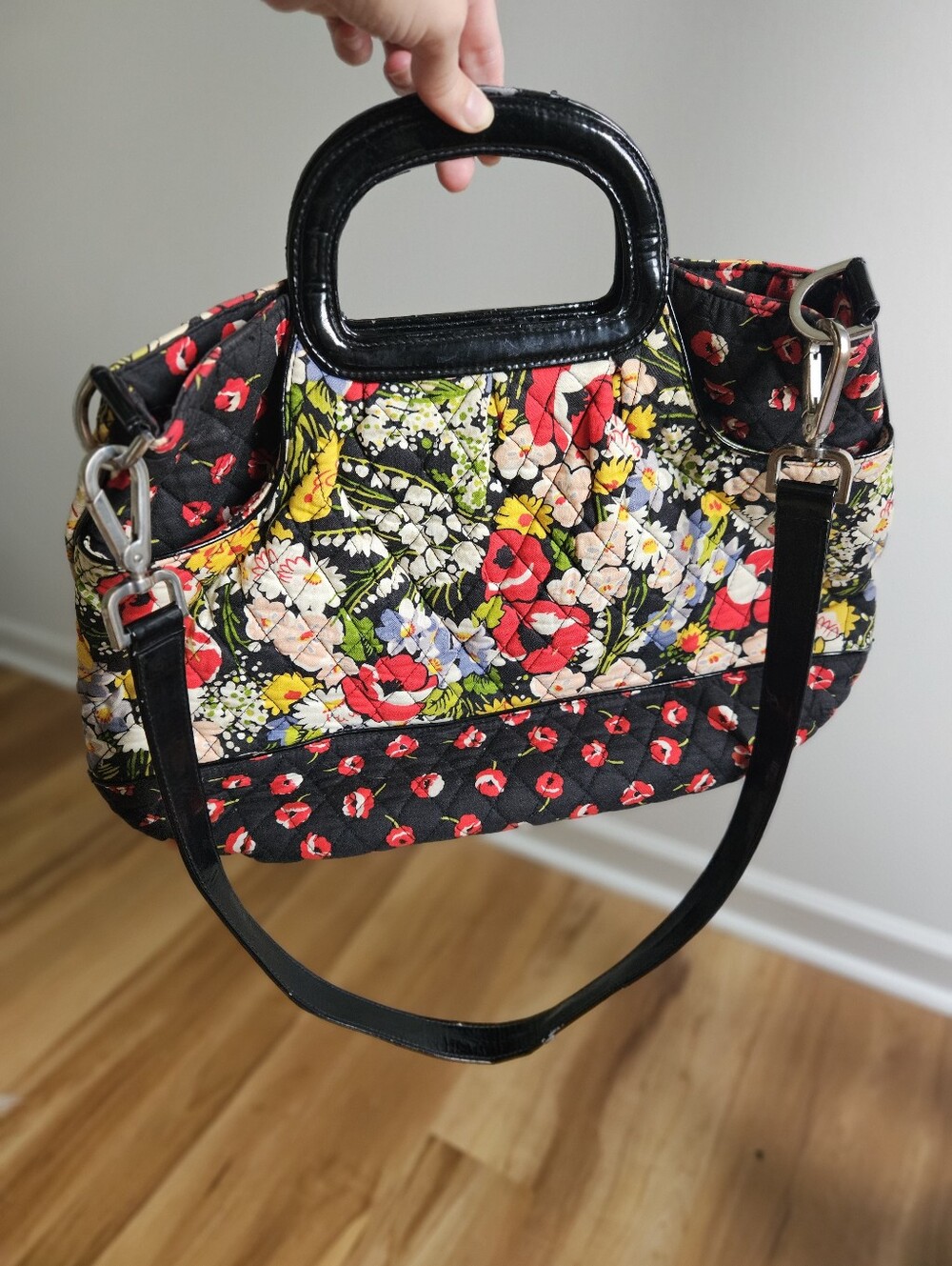 Vera Bradley Gabby Satchel Poppy Fields Floral Quilted Handbag Crossbody